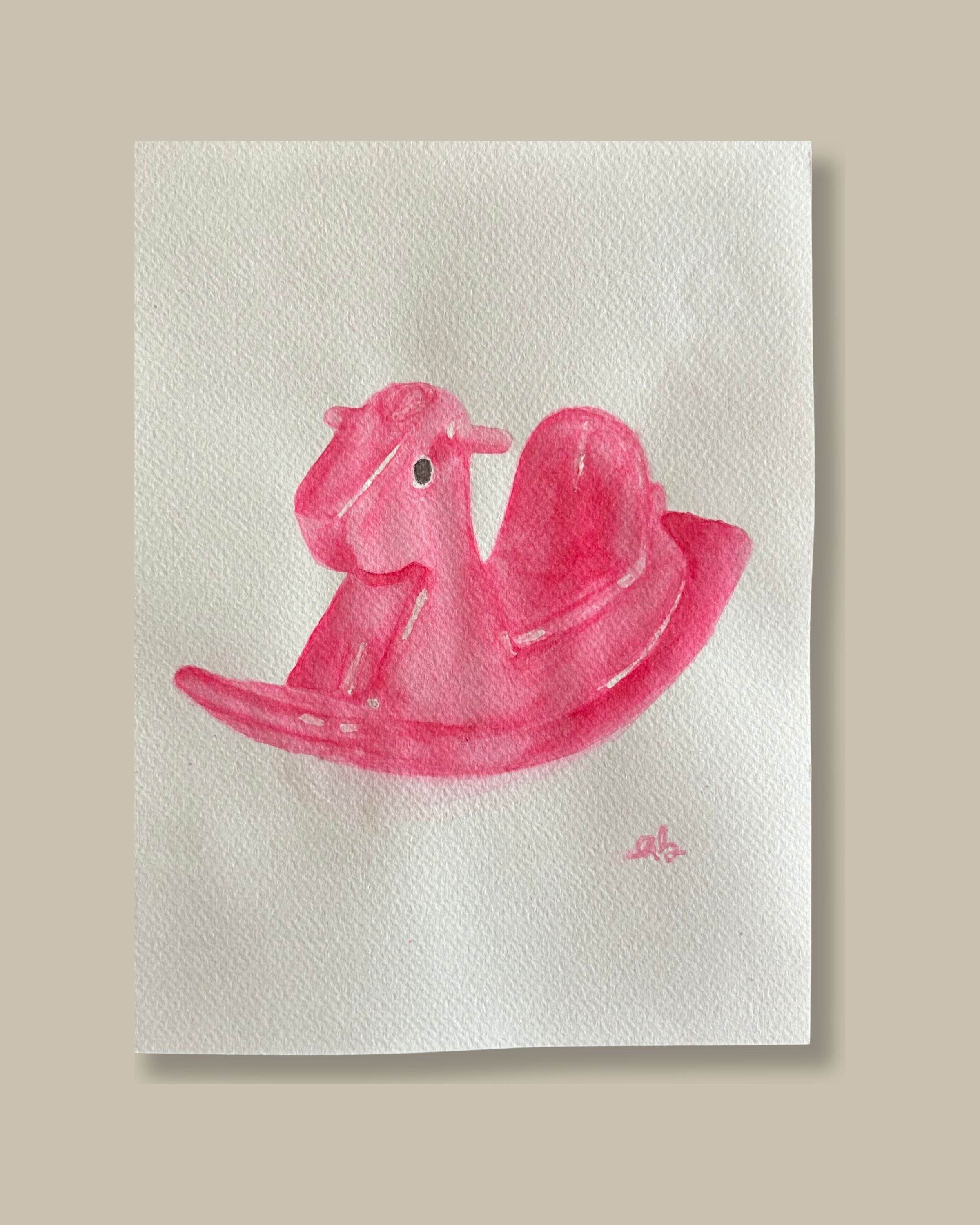 Caballito rosa - Acuarela Original