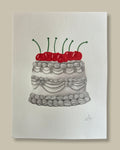Pastel de Cerezas - Acuarela Original